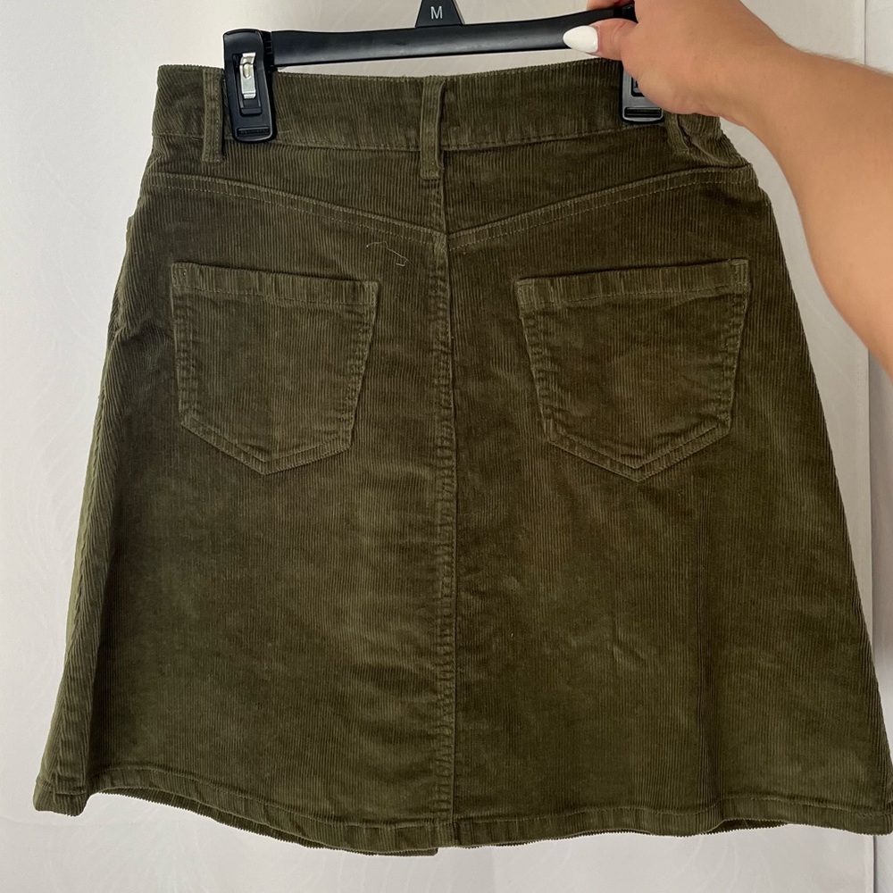 Noisy May Green Button-Up Corduroy Skirt (from Dry Goods)